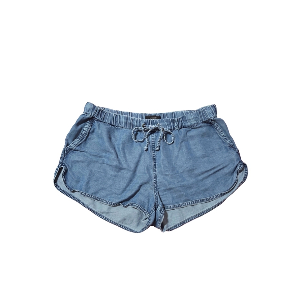 J. Crew Jean Chambray Denim Lightweight Pull-on 2 Inch Drawstring Shorts Size S